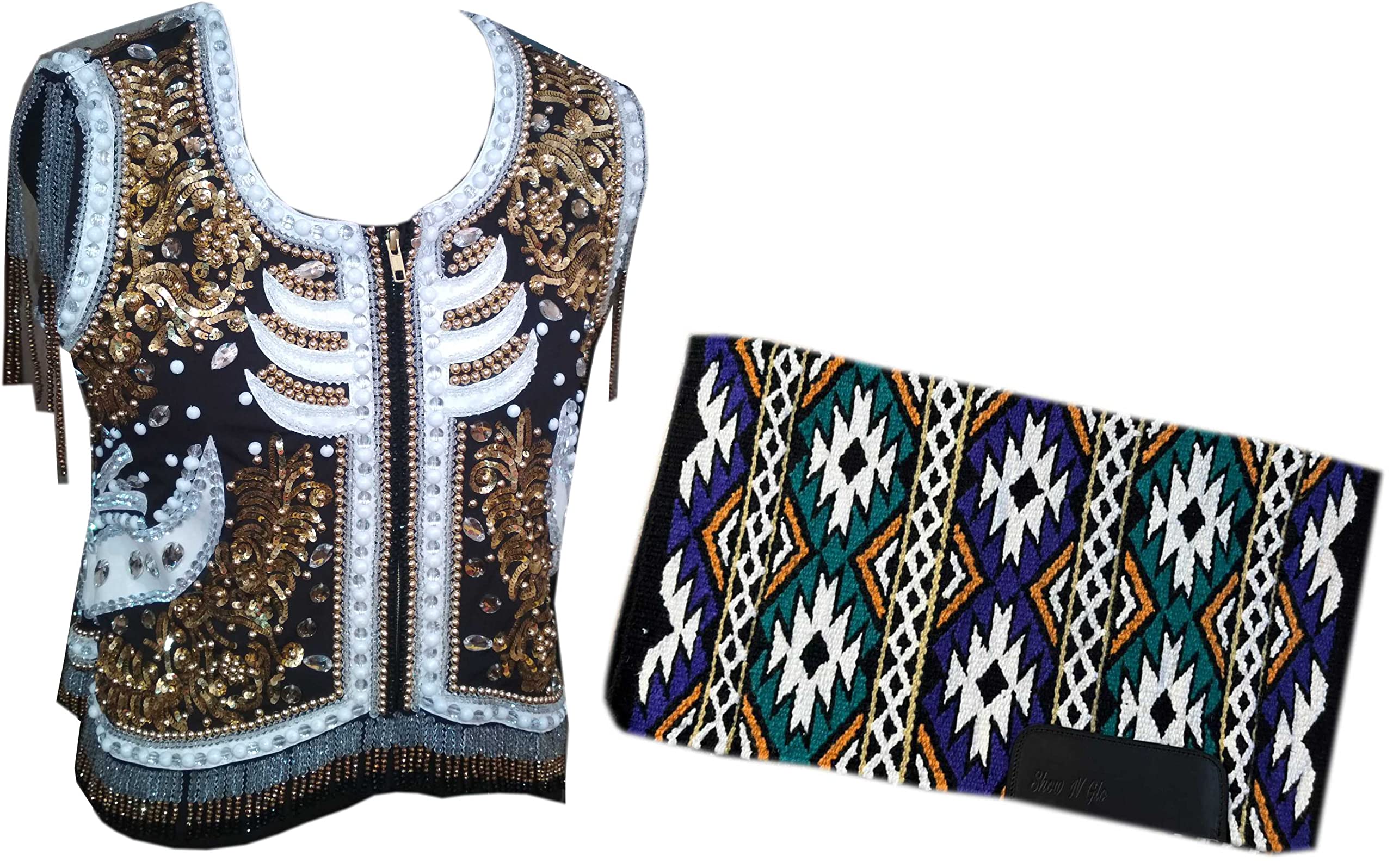 Veste Western Showmanship turquoise avec vert et noir avec