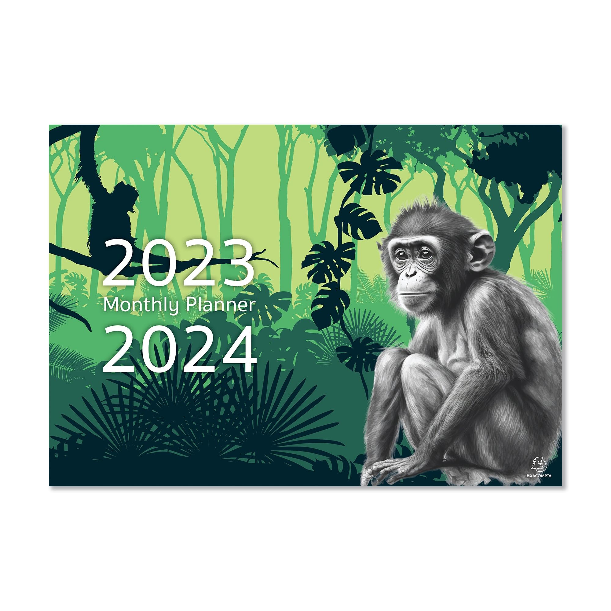 2023/2024 Monthly Planner Monkey Green