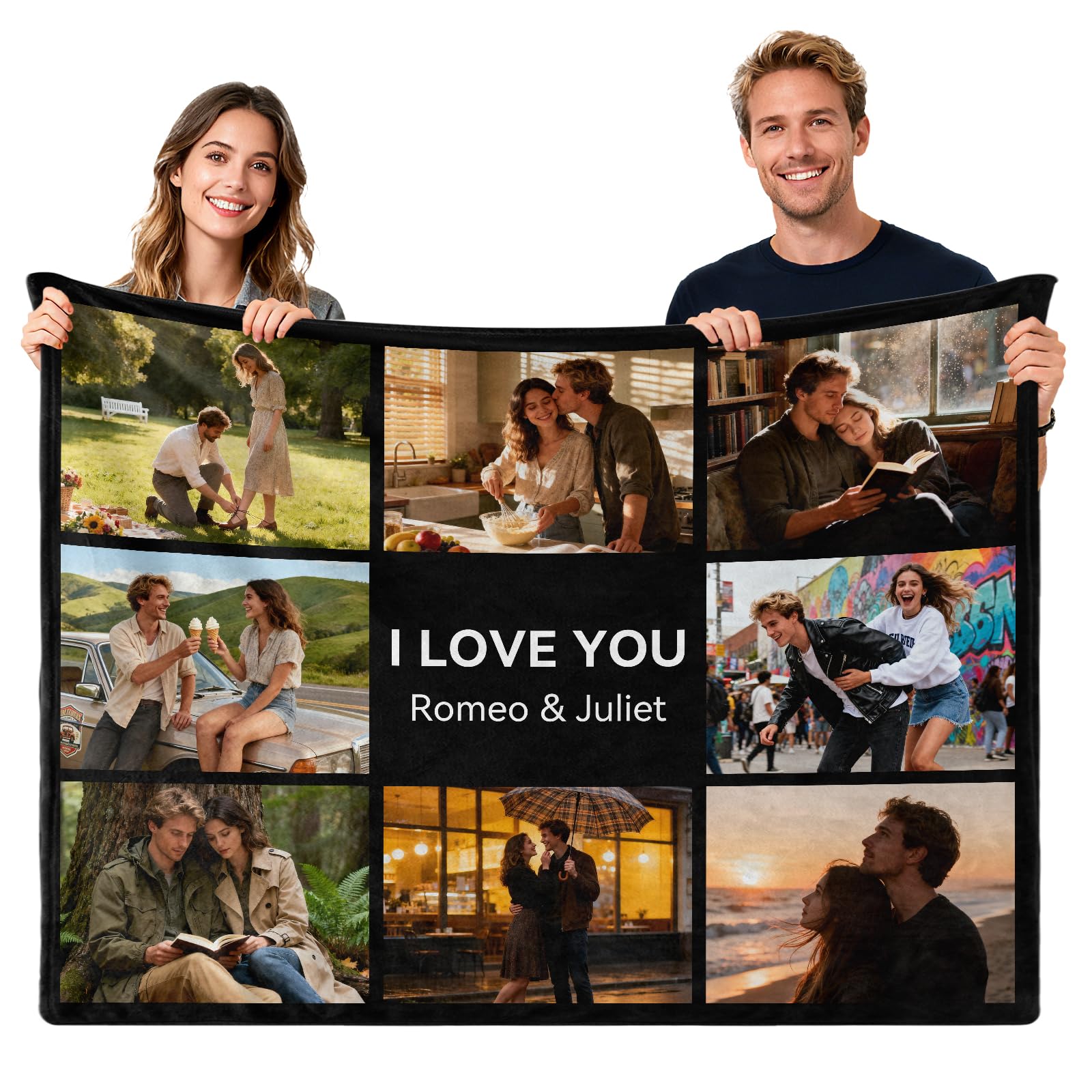 Greysky Women's 8 Photos Personalised Blanket With Photo, Customised Blanket With Picture, Personalised Blankets Adults, Custom Photo Blankets, Christmas Anniversary Birthday Gifts For Men Her Him Grilfriend Boyfriend