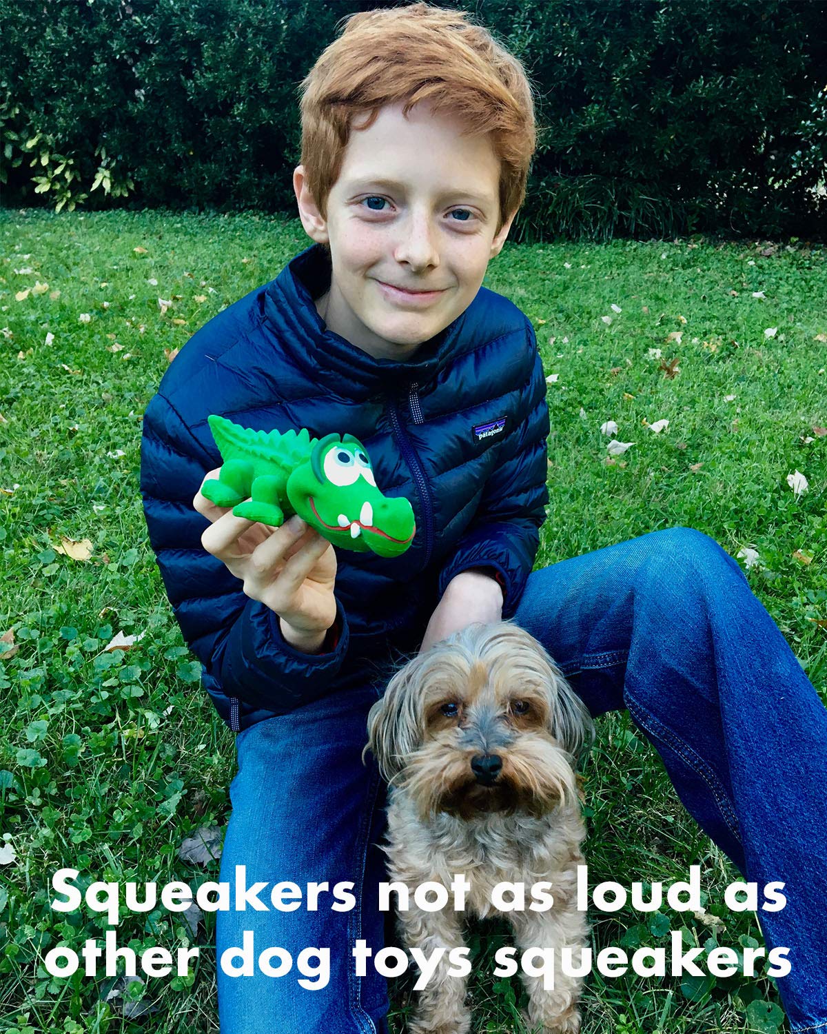 Crocodile Sensory Squeaky Dog Toy Puppy Small Medium Natural Rubber