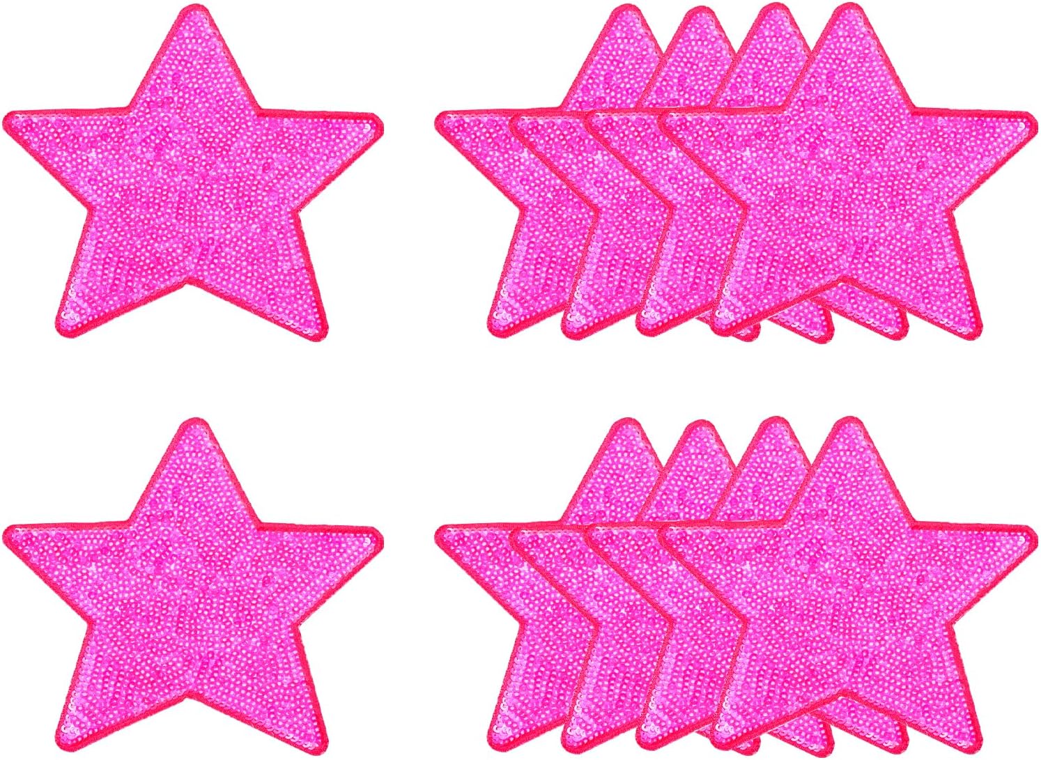 MECCANIXITY 10 Pcs Sequin Star Iron on Patches, 2.6 x 2.4 Inch Embroidery Sequin Patches for Clothing Repair Backpack Shoes Decoration, Red