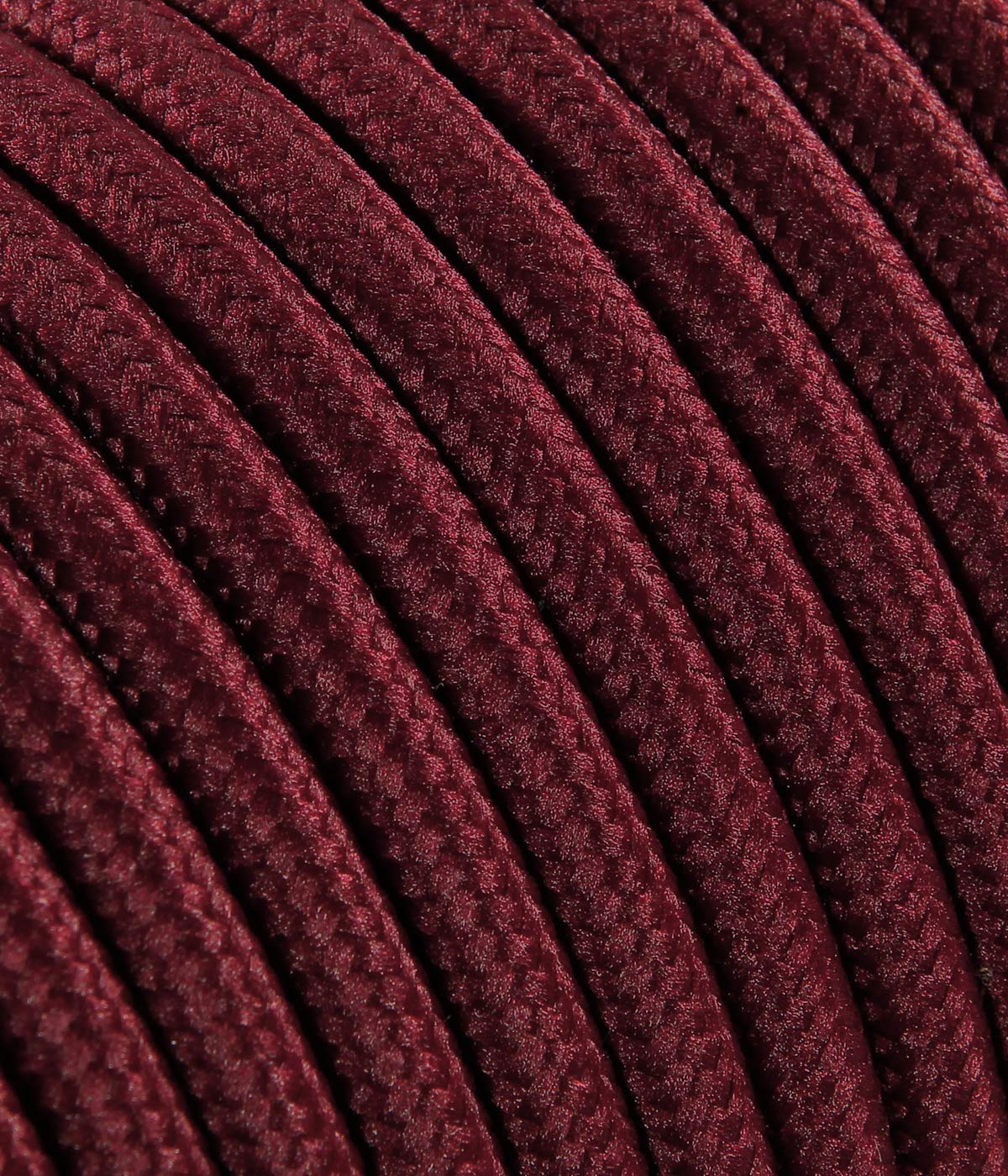Stoffkabel Für Lampen – 2-adrig (2x0,75mm²), Bordeaux, 10 Meter, Made In Italy, Für Retro-Pendelleuchten