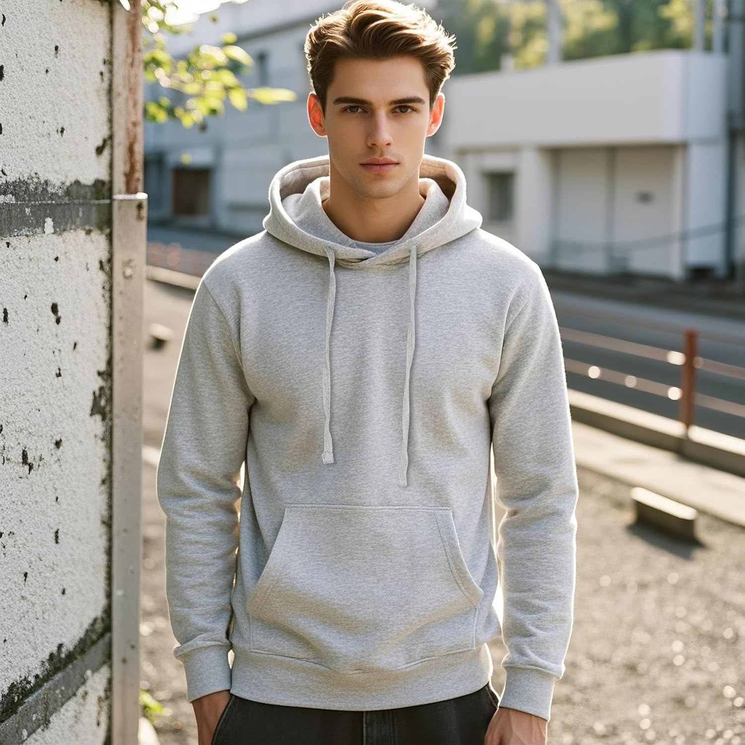 Men's Hoodie & Sweatshirts, Soft Cotton Long Sleeve Pullover, Thin Fleece-Lined and Warm, and Suitable for Adults - Image 5