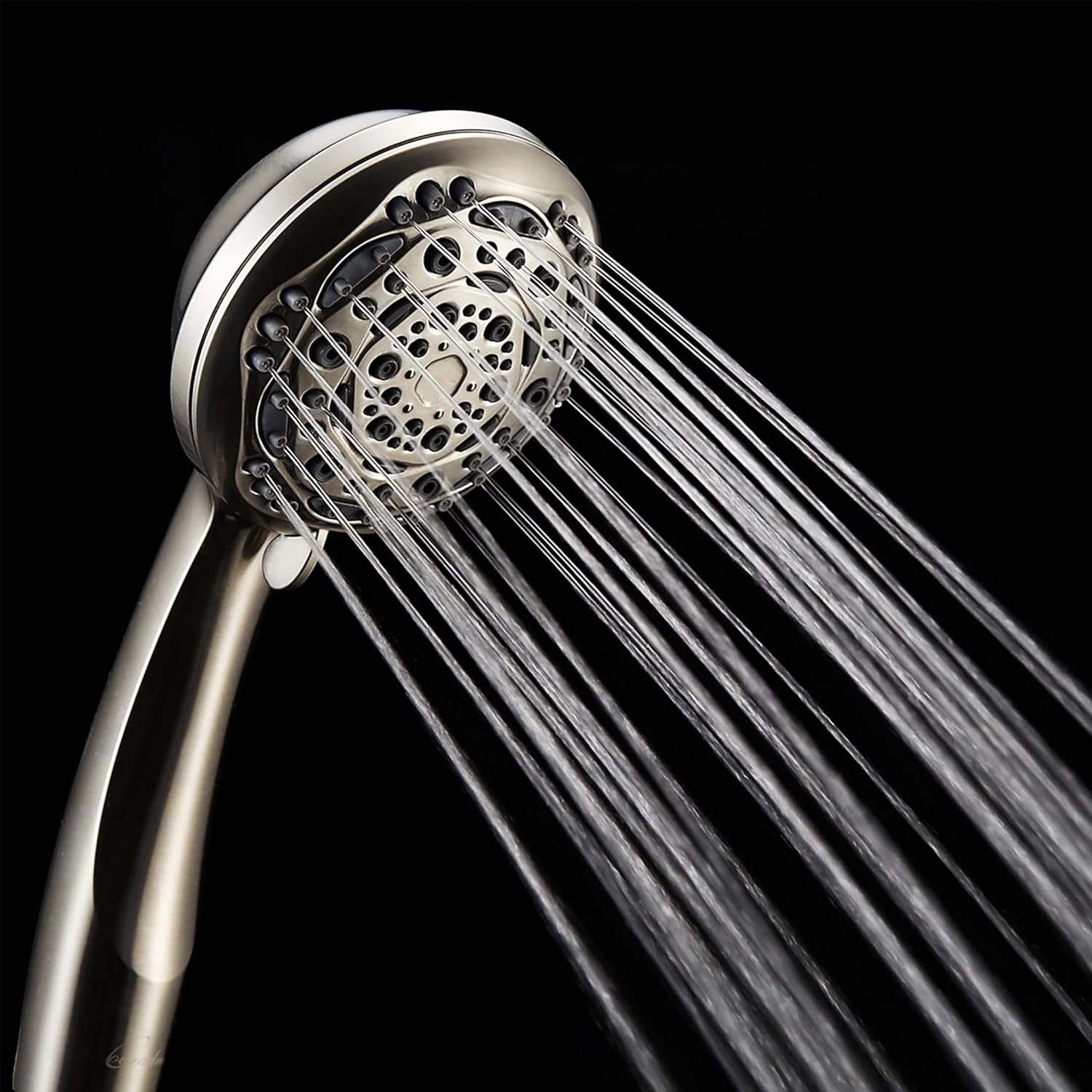 Handheld Shower Head, 7-Function High Pressure Shower Head with Brass Swivel Ball Bracket and Extra Long Stainless Steel Hose, Brushed Nickel, 4"