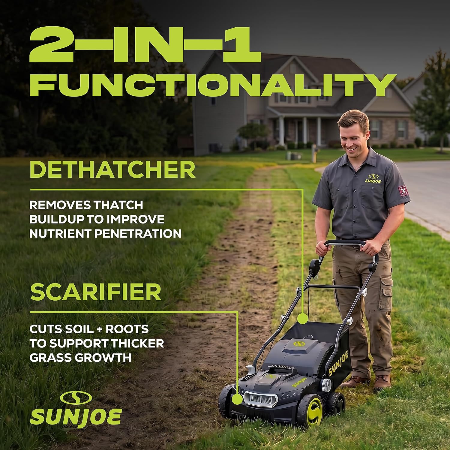 Sun Joe Corded Dethatcher & Scarifier with 13.2-Gal Bag, AJ808E thumbnail 3