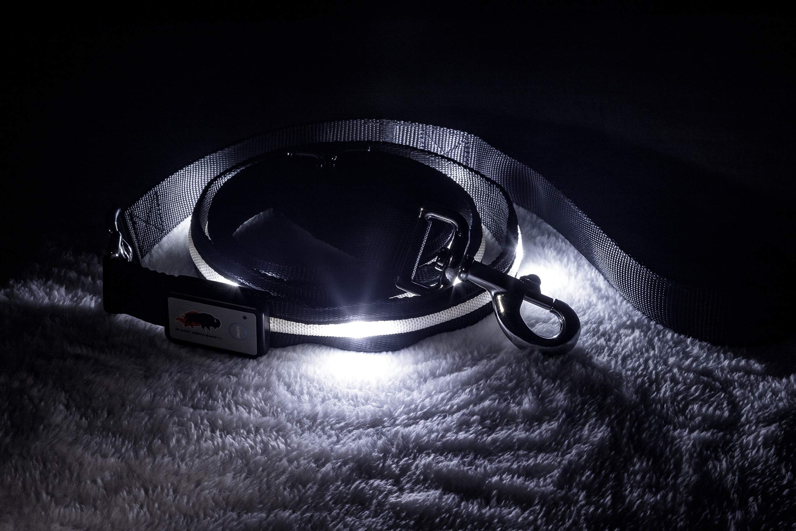 BLAZIN Light Up LED Dog Leash - 1,000 Feet Visibility - USB Rechargeable, Waterproof, Glow in The Dark - 6 Foot, Black