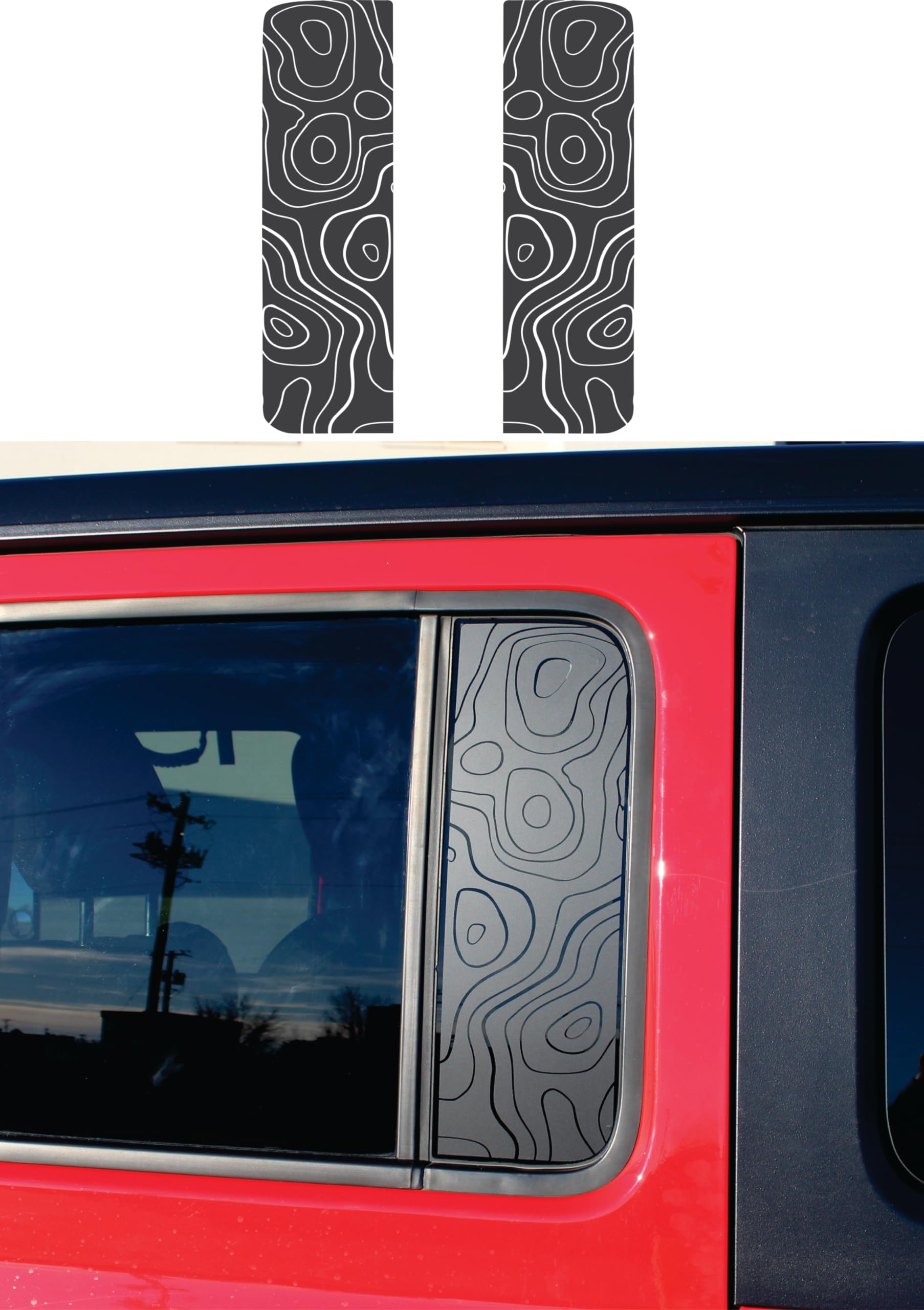 Compatible with Jeep Wrangler Jk & JKU 2011-2018 (4 Door) | Precut Rear Door Window Glass Panel Cover Decal | Proudly Made in The US | Matte Black (