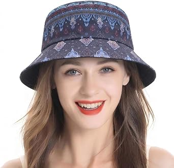 ZLYC Printed Bucket Hat for Women Men Packable Summer Sun Hat for Beach, Vacation, Daily Wear