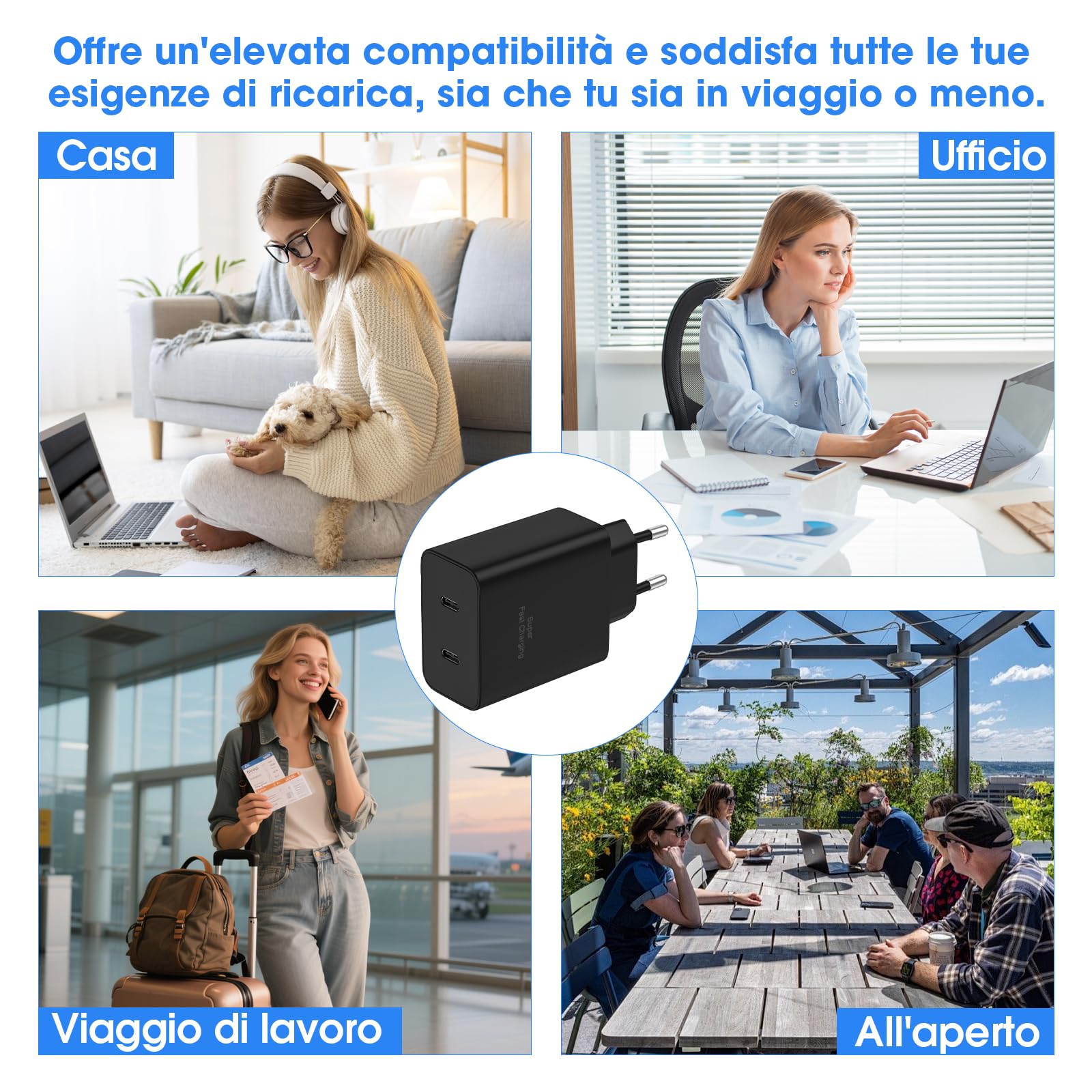 2 Pack Caricatore USB C,45W 2 Porte Rapido e Multiplo,Caricabatterie Samsung Con Cavi USB-C da 2M+2M,Presa Alimentatore,Per Samsung S26/S25/S24/S23/S22/+/Ultra/Per IPhone 17/16/15/Pro/Max/Mini/charger