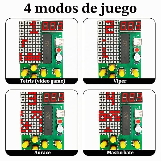 Foto 4 de 7 de AOUZOVLI Kit de Construcción de Consola de Juegos DIY, Kit de Soldadura Electrónica con 4 Juegos Clásicos