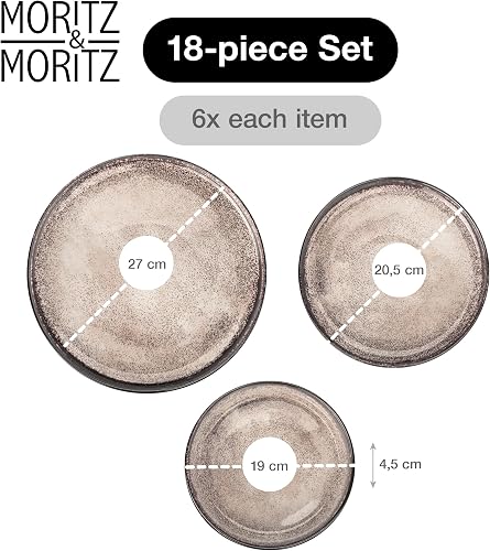 Moritz & Moritz Dinner Sets for 6 People – 18-Piece Plates and Bowls Set for 6 – Microwave Oven and Dishwasher Safe – Series Vida - 2