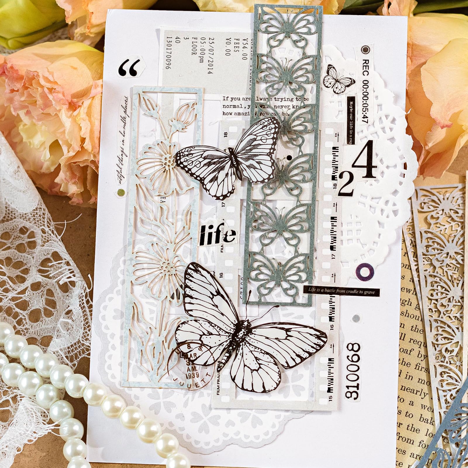 061カード小　フォト女の子　レース　コラージュ　ジャーナル素材　紙もの 518VxZWfKcL.jpg