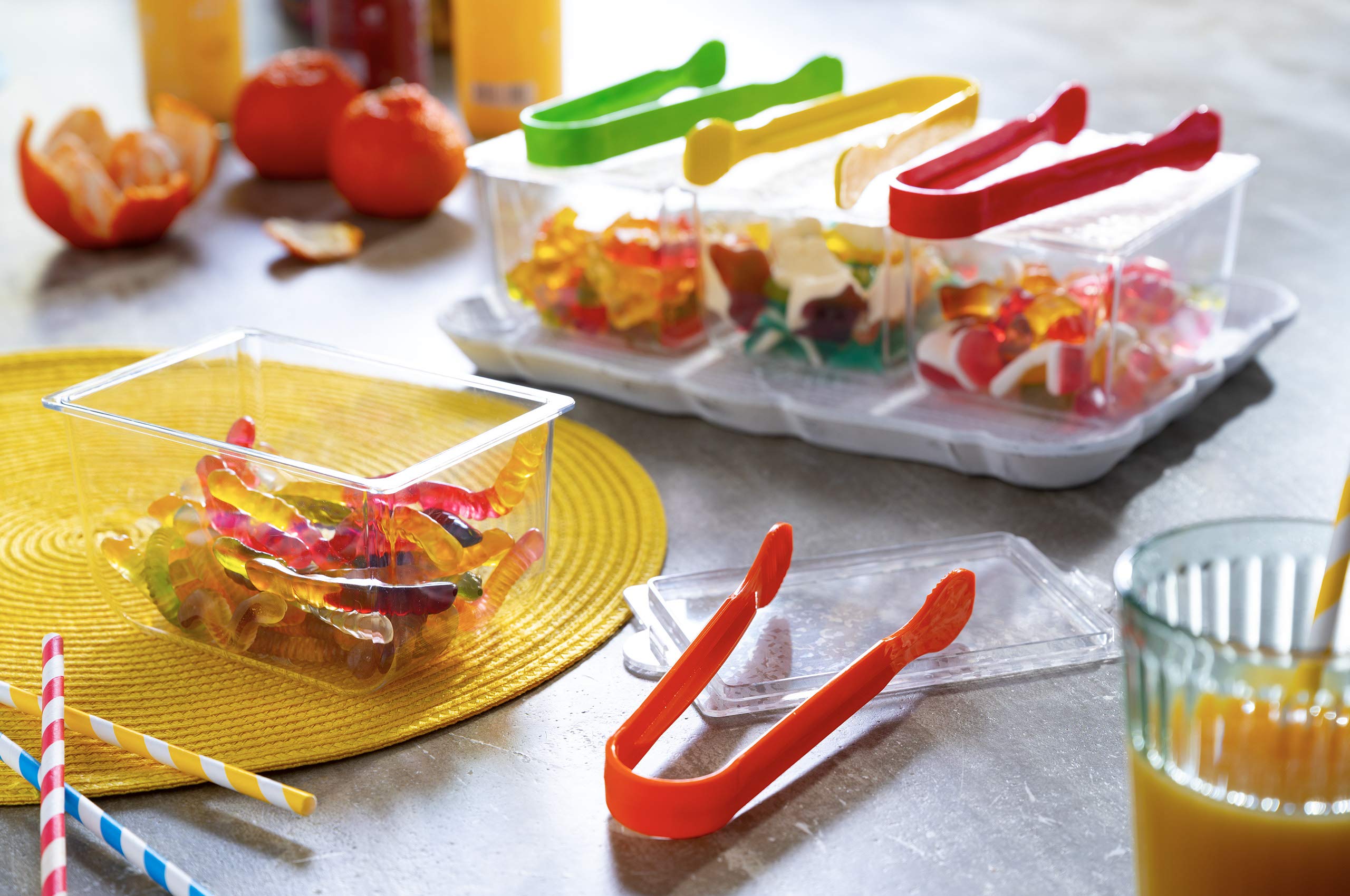 Pikanty - Pinzas para servir de 7 pulgadas, resistentes reutilizables, para cocina y barbacoa, multicolor, para fiestas, caterings, eventos, bufé, bodas y uso diario, paquete de 4 unidades. Fabricado