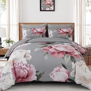 Dobuyly Pink and Grey Floral Bedding