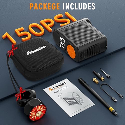 Miniatura 7 de MINI 9 - Inflador de neumáticos para bicicleta, compresor de aire portátil con medidor digital, bomba de aire eléctrica de 150 PSI, parada