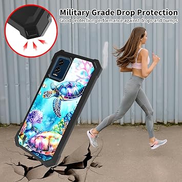 Cats and Butterflies Case for Blu View Speed 5G with Tempered Glass Screen Protector,Dual Layer Heavy Duty Shockproof TPU Bumper Protective Phone Case for Blu View Speed 5G B1550VL