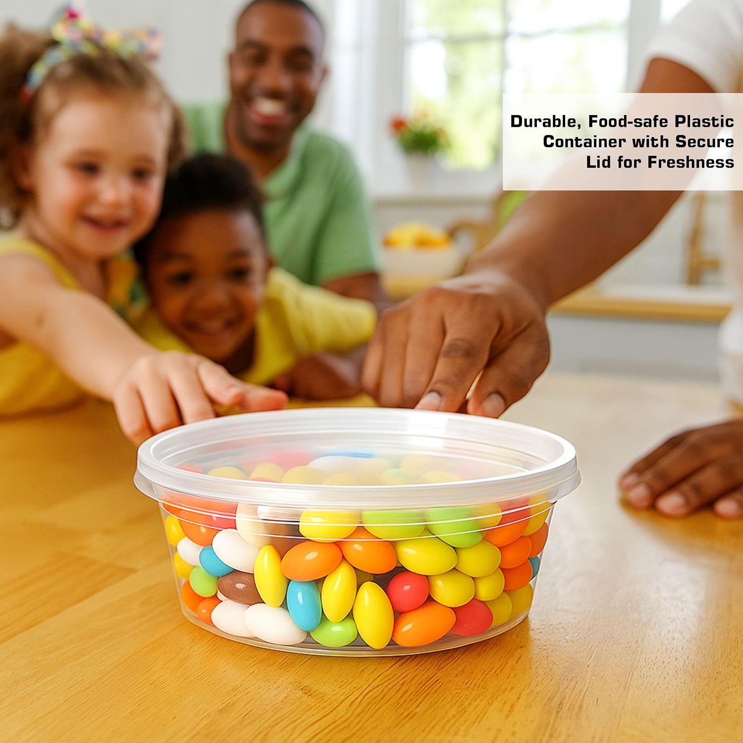 EcoQuality 8oz Plastic Deli Food Storage Containers with Lids 50 Count - Round Containers Perfect for Food Storage, Portion Control, Meal Prep, Organization, Liquids, Travel, Home, School (8 Ounces)