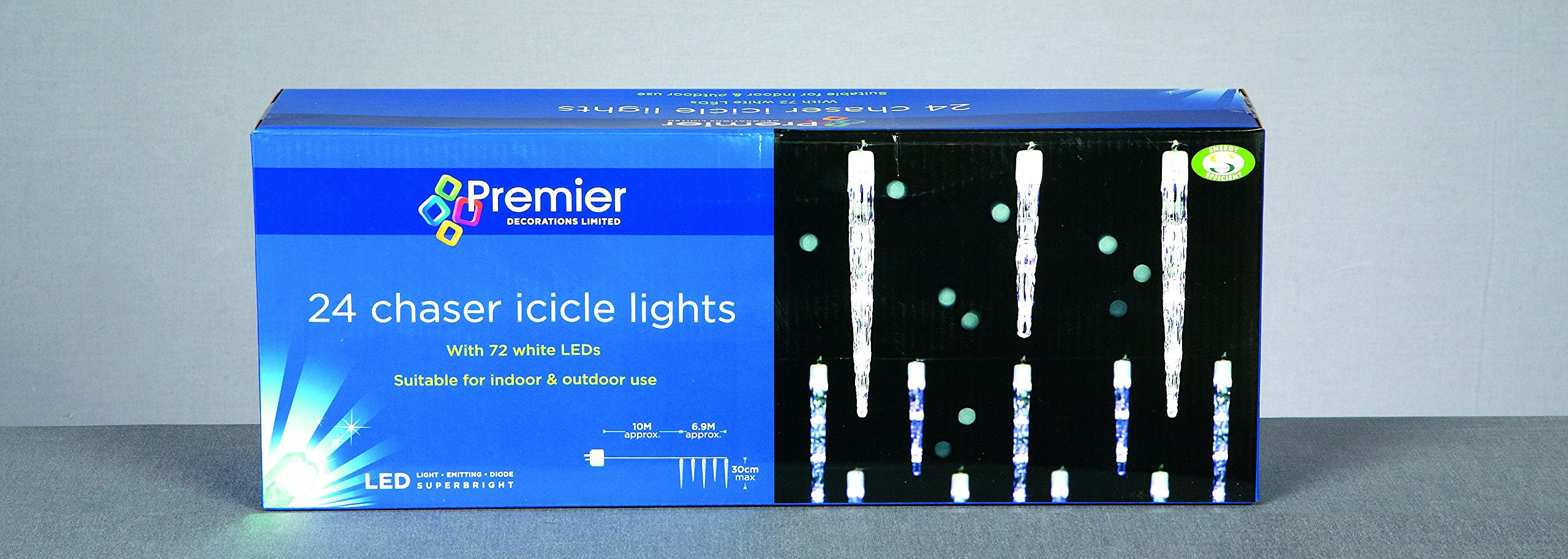 Crillys White Premier 24 Chaser Icicle Lights With 72 Bright Leds