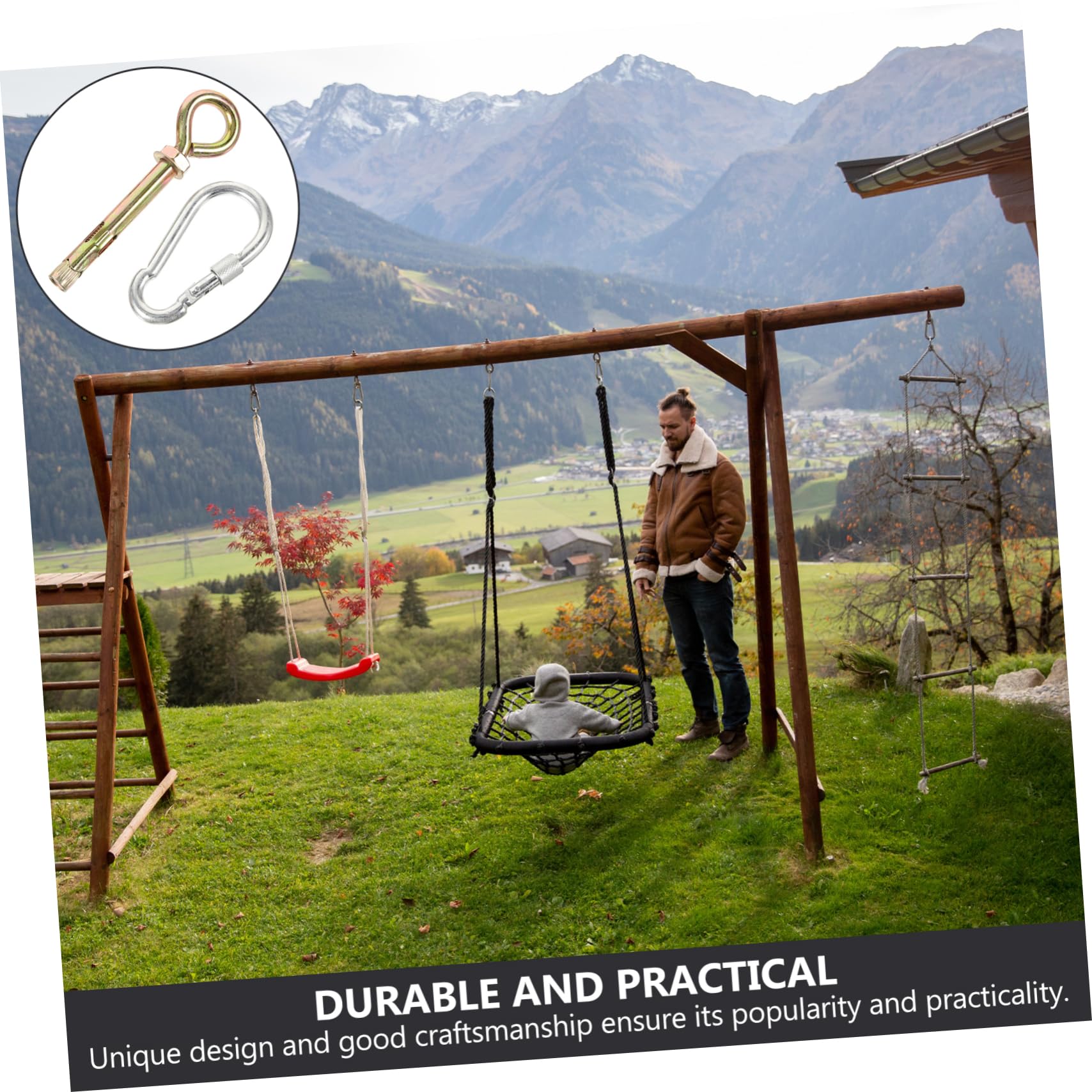 FUNOMOCYA 1 Set Ceiling Hanging Hook Over The Door Organizer Room Fan Hammock Swing Hanging Kit Stainless Steel