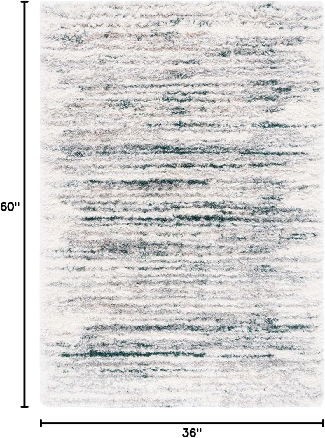 SAFAVIEH Fontana Shag 800 Collection Area Rug - 3' x 5', Ivory & Green, Shag & Flokati Design, Ideal for High Traffic Areas in Living Room, Bedroom & Dining Room (FNT850C-3)