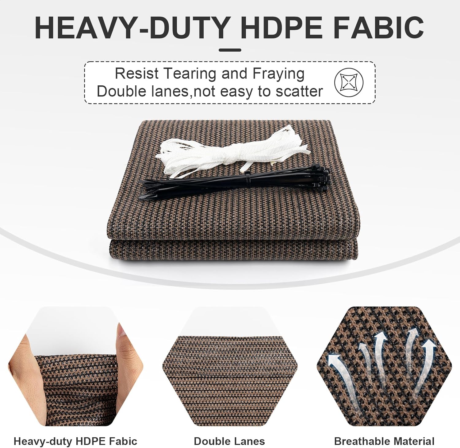 Cool Area Sun Shade Cloth with Grommets 3/4/6/8/10/12/16/20 FT Shade Panel Shade Tarp Screen Fabic for Outdoor Patio Pergola Cover Deck Garden, 8x12 FT, Brown