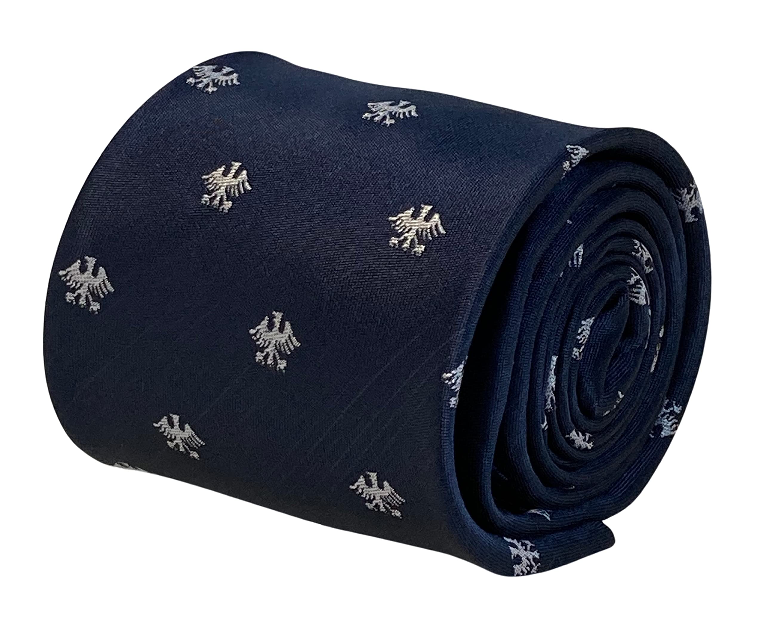 Frederick Thomas Men's Blue Navy Tie With German Federal Eagle Symbol, Classic 8Cm Width 147Cm Length Necktie Ideal For Office Wear, Weddings, Dinner Parties, Formal Occasions And Special Events