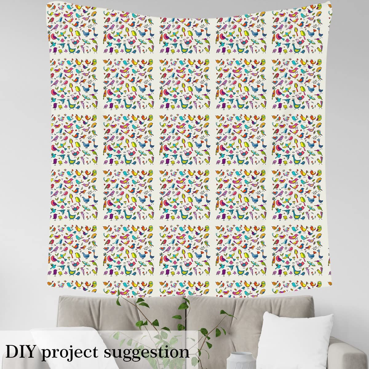 The Yard - Grazioso tessuto decorativo a pois con uccelli geometrici