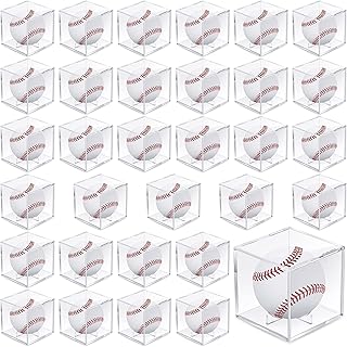 32 Pack Baseball Display Cases for Balls, Acrylic Baseball Holder Clear UV Protected Baseball Cube Autograph Baseball Stor...