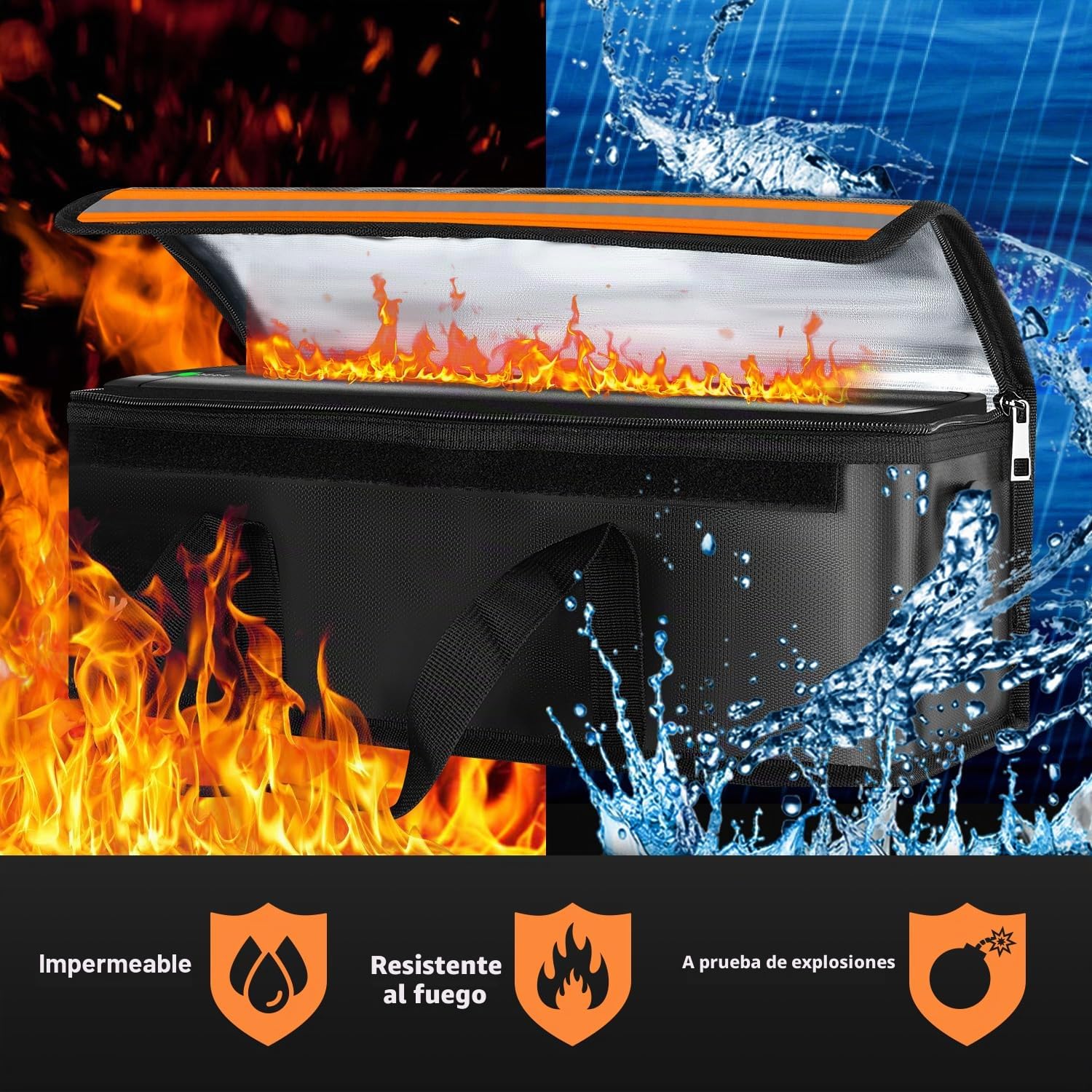 JASCOPRO Ebike Bolsa de la batería, 8 Capas de protección contra Incendios a Prueba de Fuego Bolsa de la batería hasta 1400 ° C, 49 * 15 * 15cm (L)