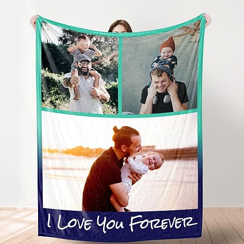 YESCUSTOM Manta personalizada para el día del padre con fotos y texto, manta de collage de texto, regalos personalizados para papá de hija, hijo,