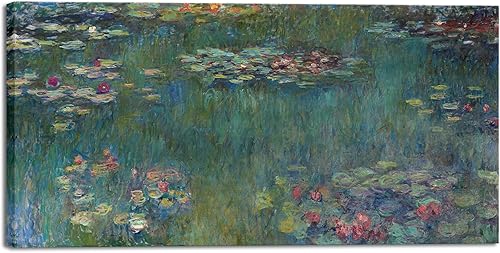 Wieco Art Lienzos de nenúfares de agua, arte de pared de Claude Monet, famosas pinturas al óleo, obras de arte de reproducción grandes y clásicas de
