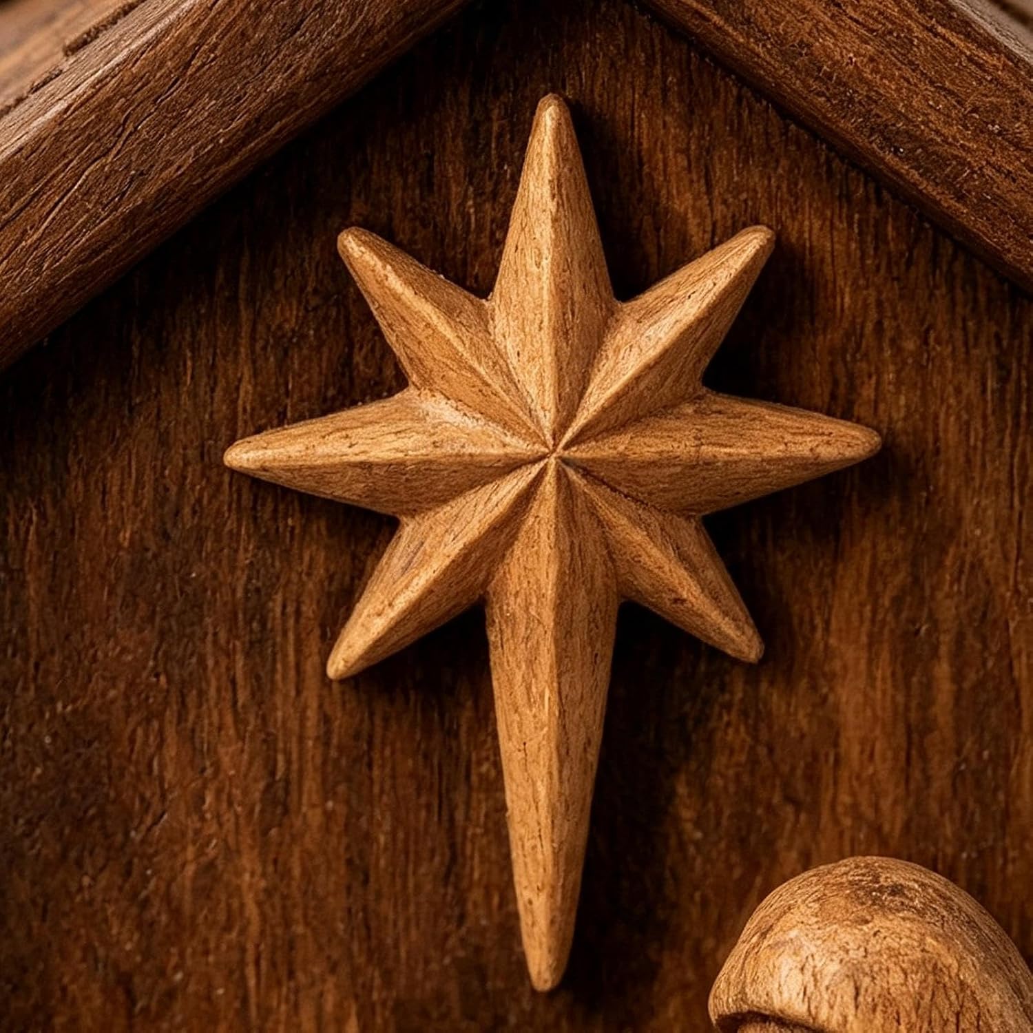 Small Wooden Nativity Scene - Christmas Desk Ornament Religious Mantel