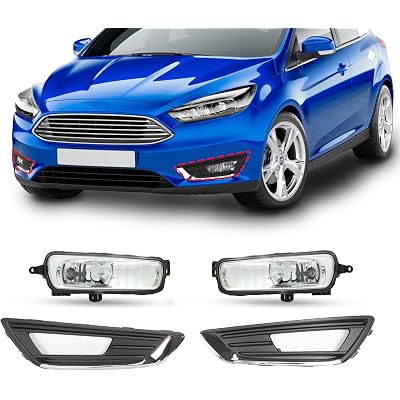 BXZ Fog lights Lamps Halogen Glass Lens with Chrome Bezel For Ford Focus 2015 2016 2017 2018 Sedan