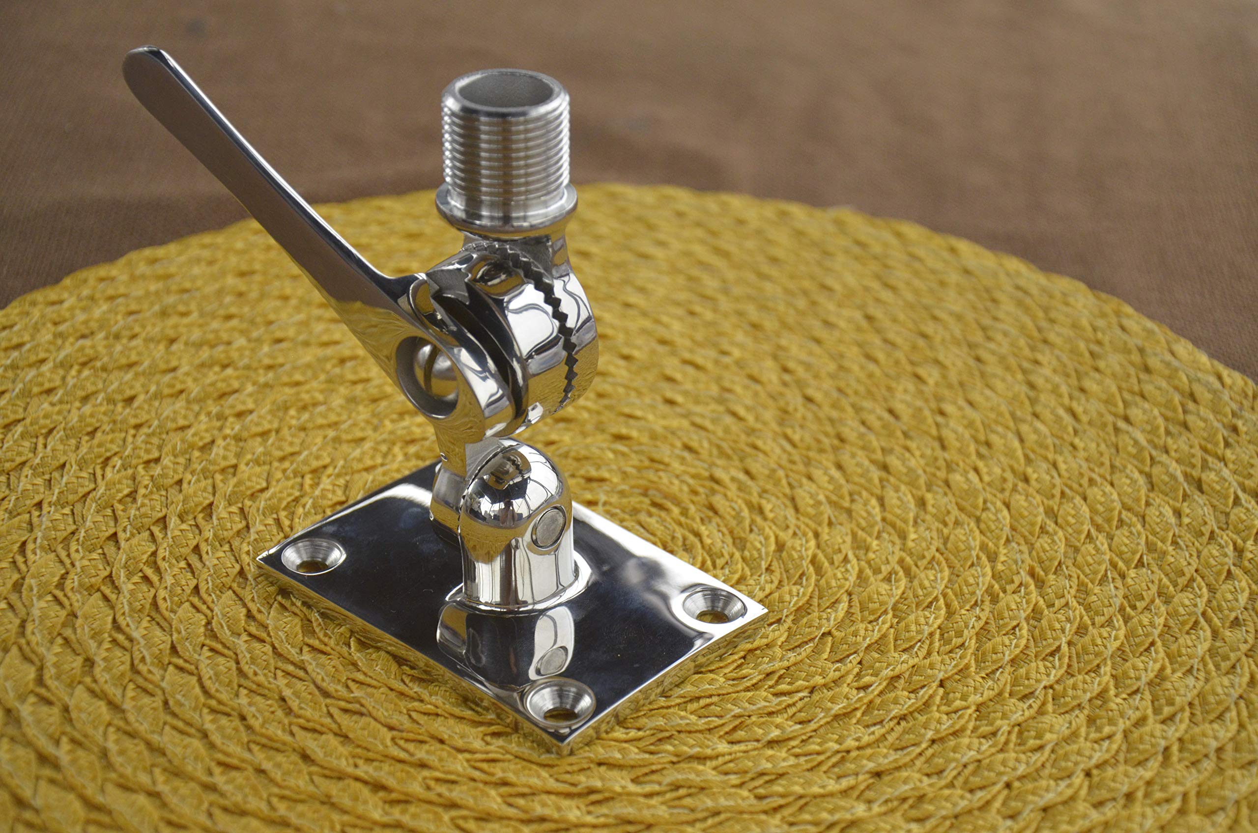 Marine Boat VHF Antenna Ratchet Base Surface Mount Stainless Steel