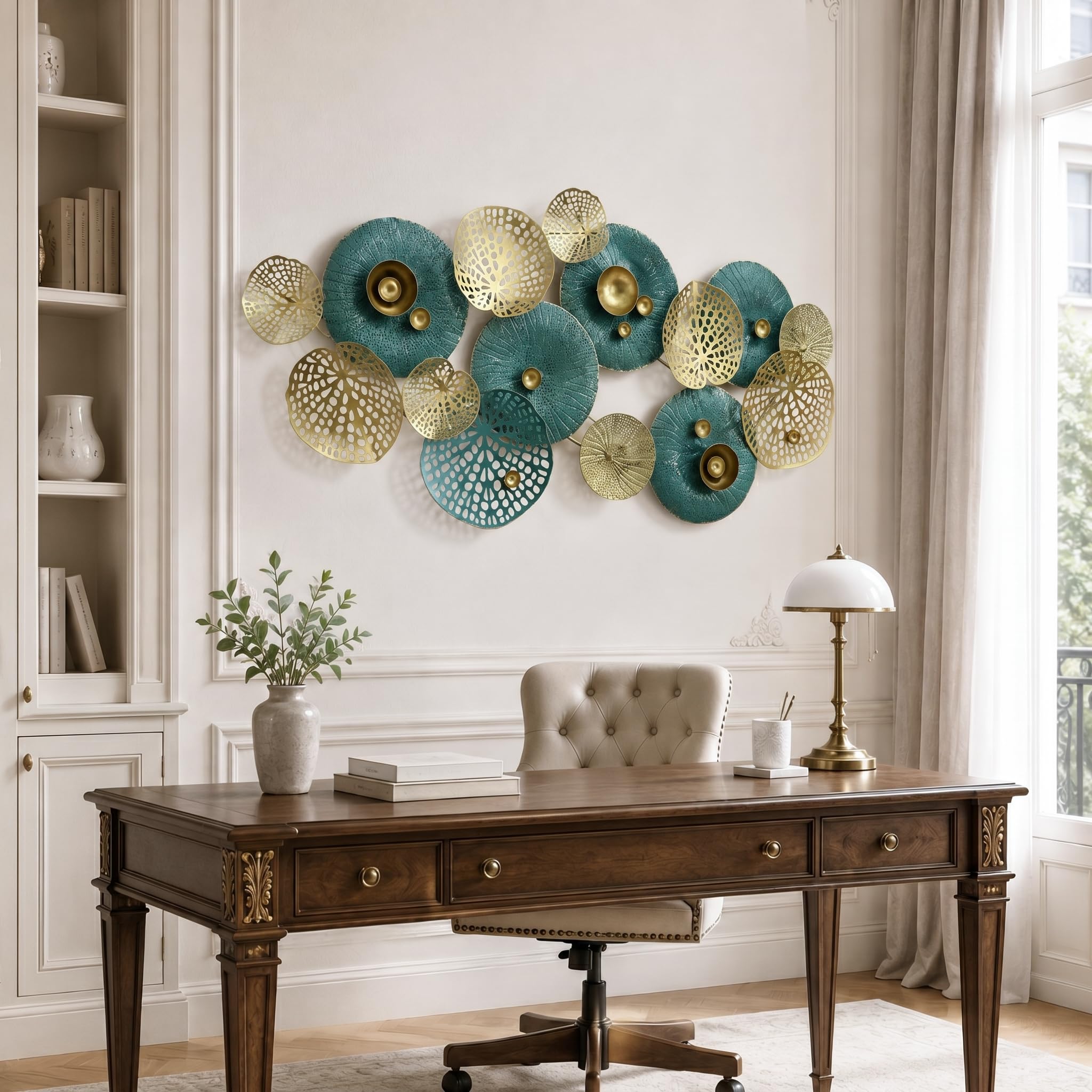 Generico Decorazioni Parete 3D in Metallo con Cerchi Sovrapposti, Decorazione da Parete Moderna, Decorazioni Casa per Soggiorno, Camera da Letto e Ingresso