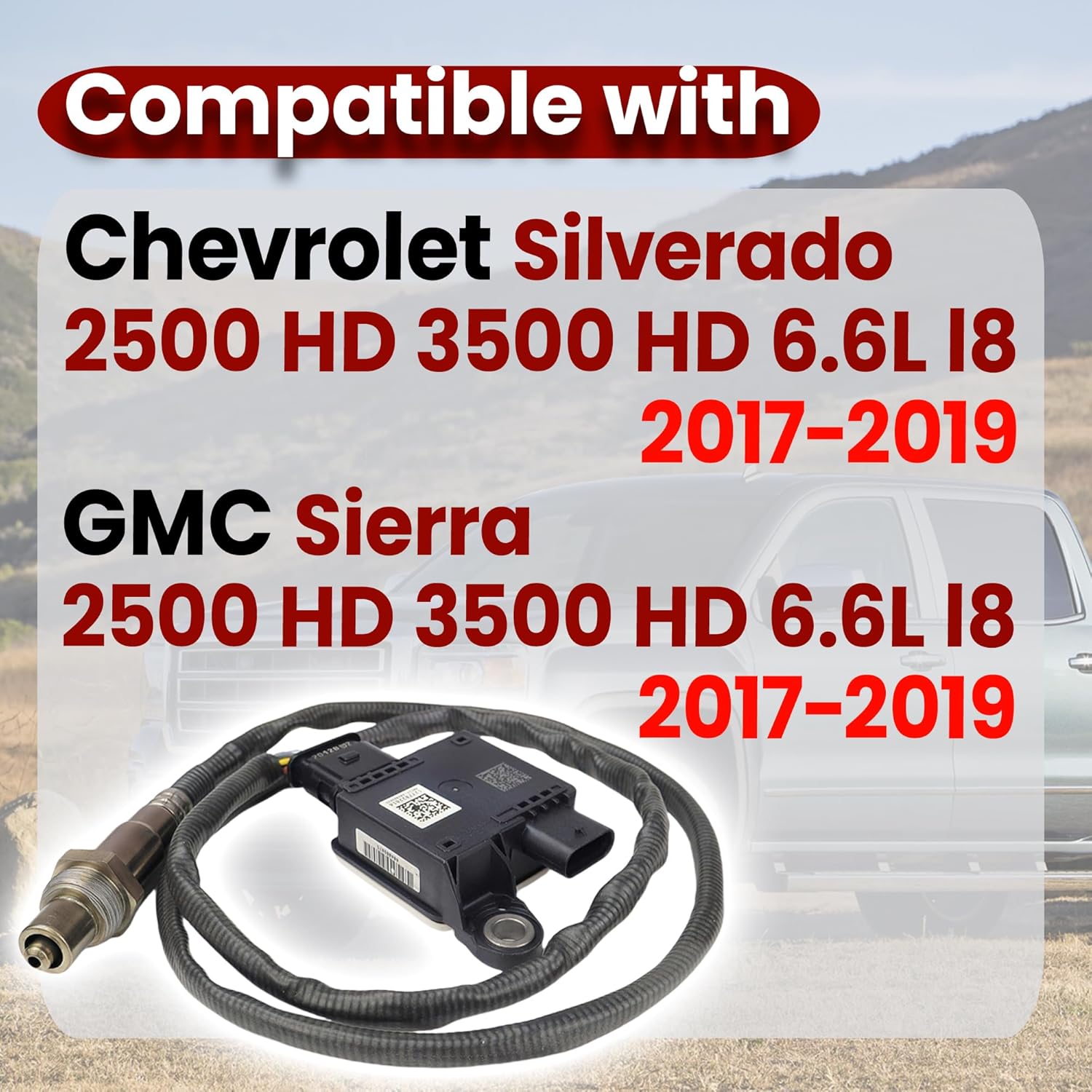 Exhaust Sensor Exhaust Particulate Sensor Compatible with Chevy Chevrolet Silverado GMC Sierra 2500 HD 3500 HD 6.6L l8 2017 2018 2019 12685369