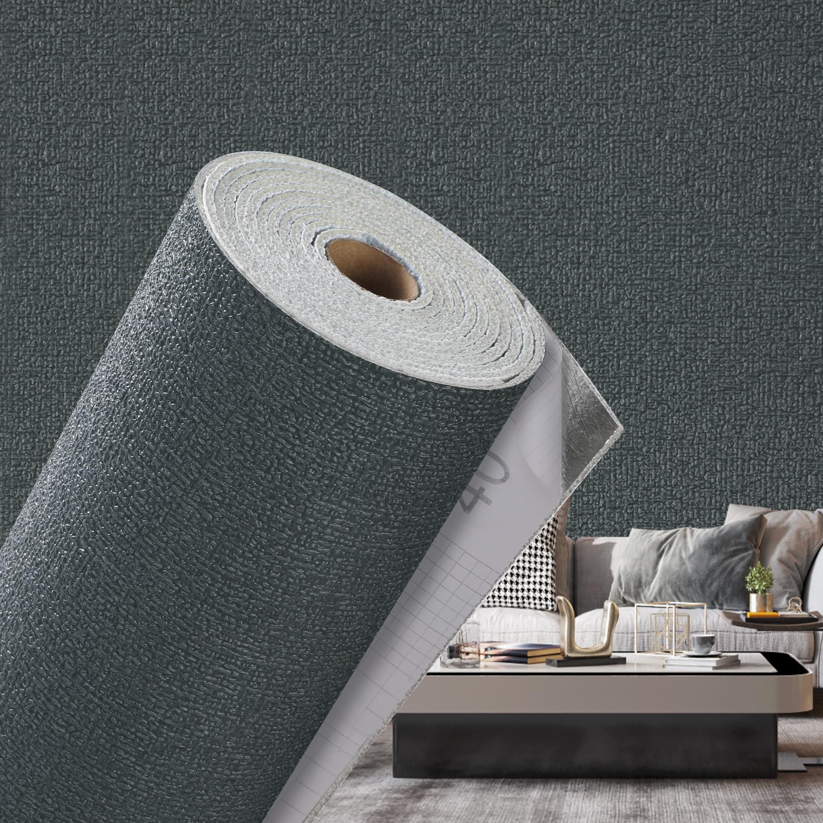 Dark Grey Self Adhesive Wallpaper Peel and Stick Wallpaper Waterproof