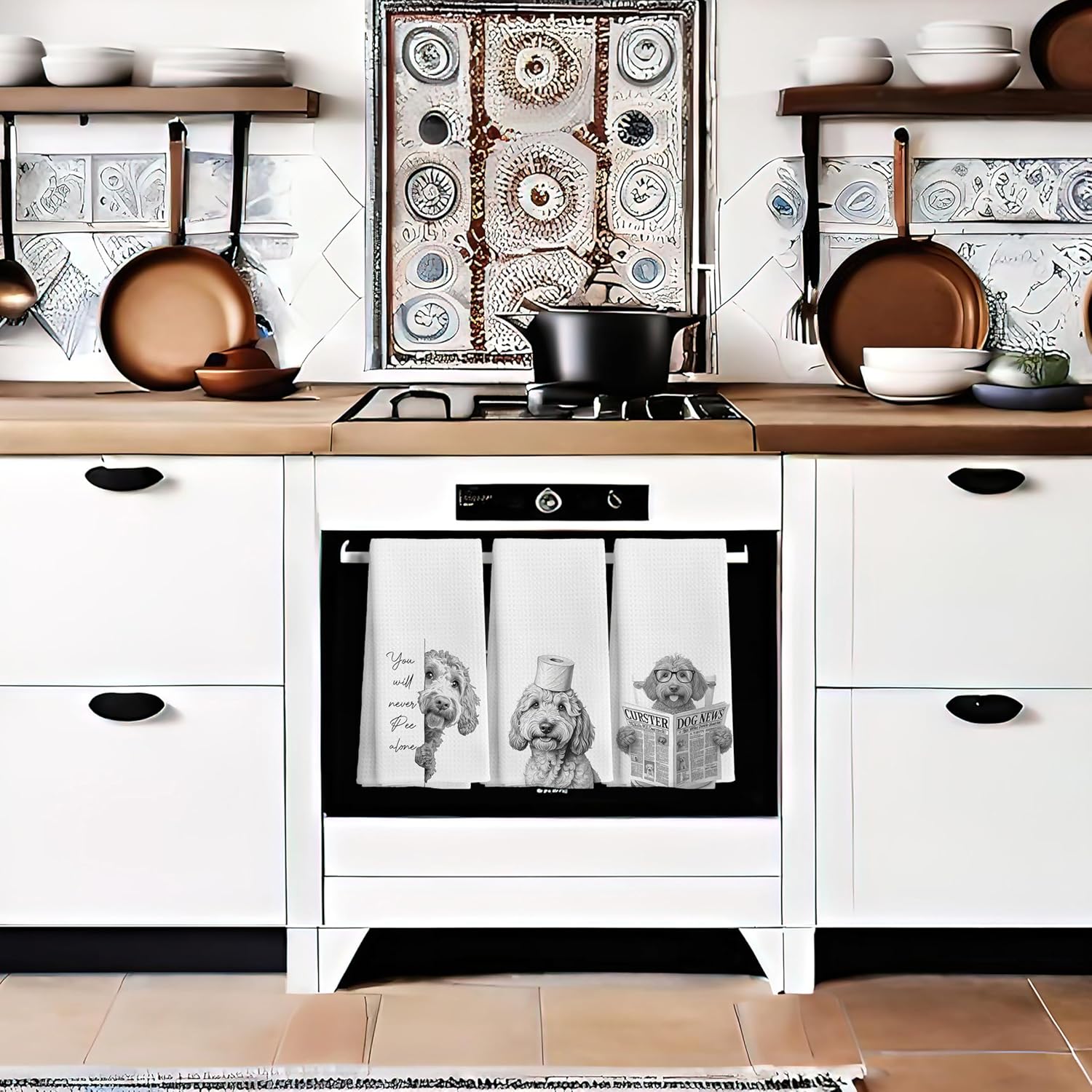 Funny Goldendoodle Dog Hand Towels Set of 3, You Will Never Pee Alone Funny Bathroom Hand Towels, Goldendoodle Gifts, Dog Bathroom Decor, 16x24 - Image 5