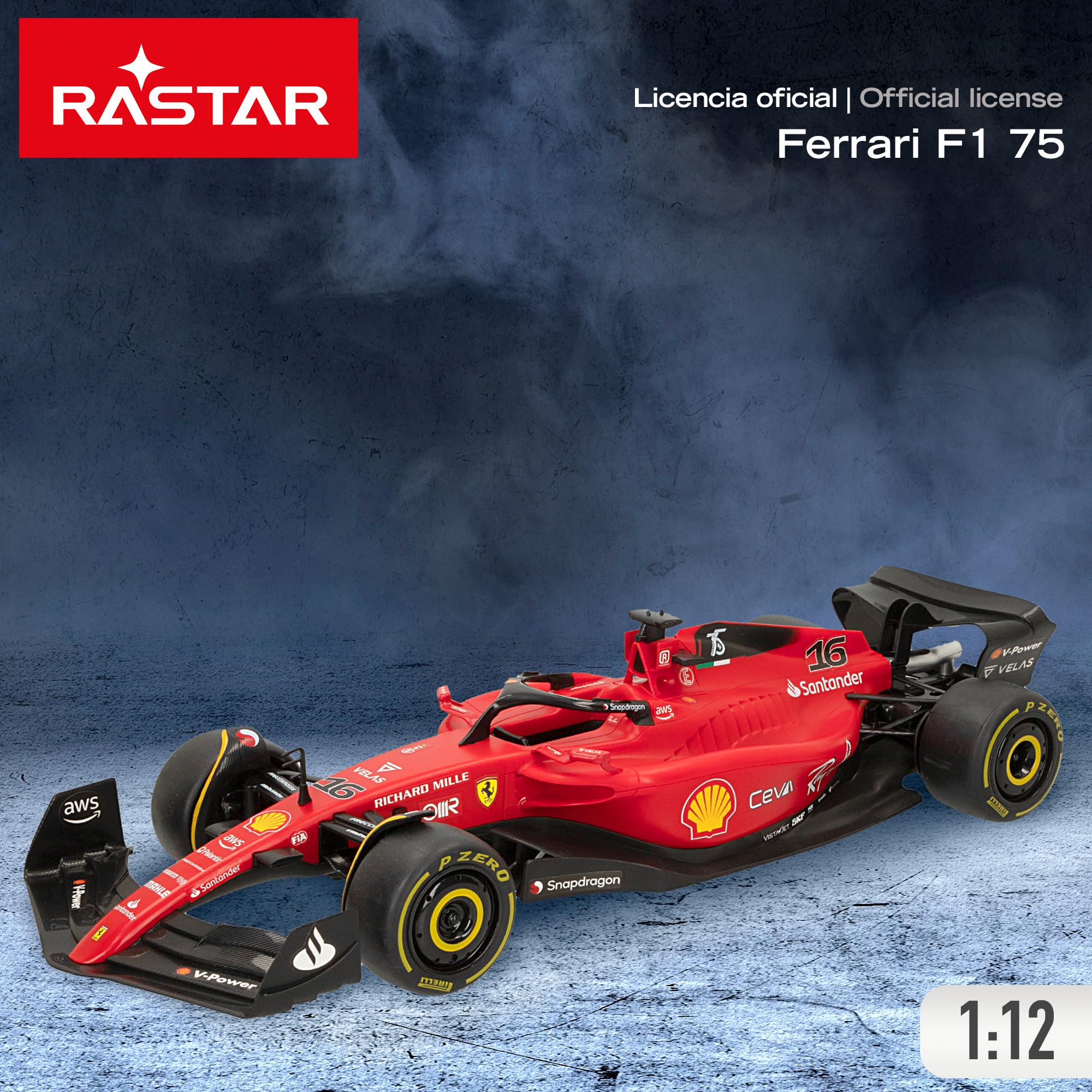 ColorBaby Rastar Ferrari F1-75 samochód zdalnie sterowany, oficjalna licencja Formuła 1, skala 1:12, zdalnie sterowany pojazd zdalnie sterowany, 2,4 GH.z, Carlos Sainz + Charles Leclerc (41271)