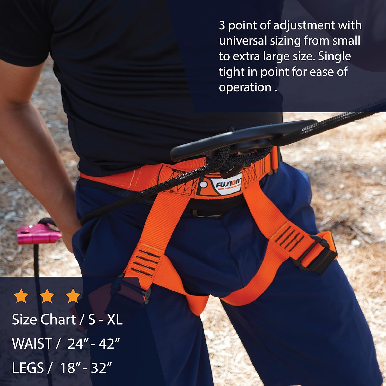 Fusion Climb Centaur Half Body Harness Orange M-XL for Climbing Gym & Rope Course,Orange, Black, Gold,Medium/Large (TCH-107-2139-ORG) : Sports & Outdoors