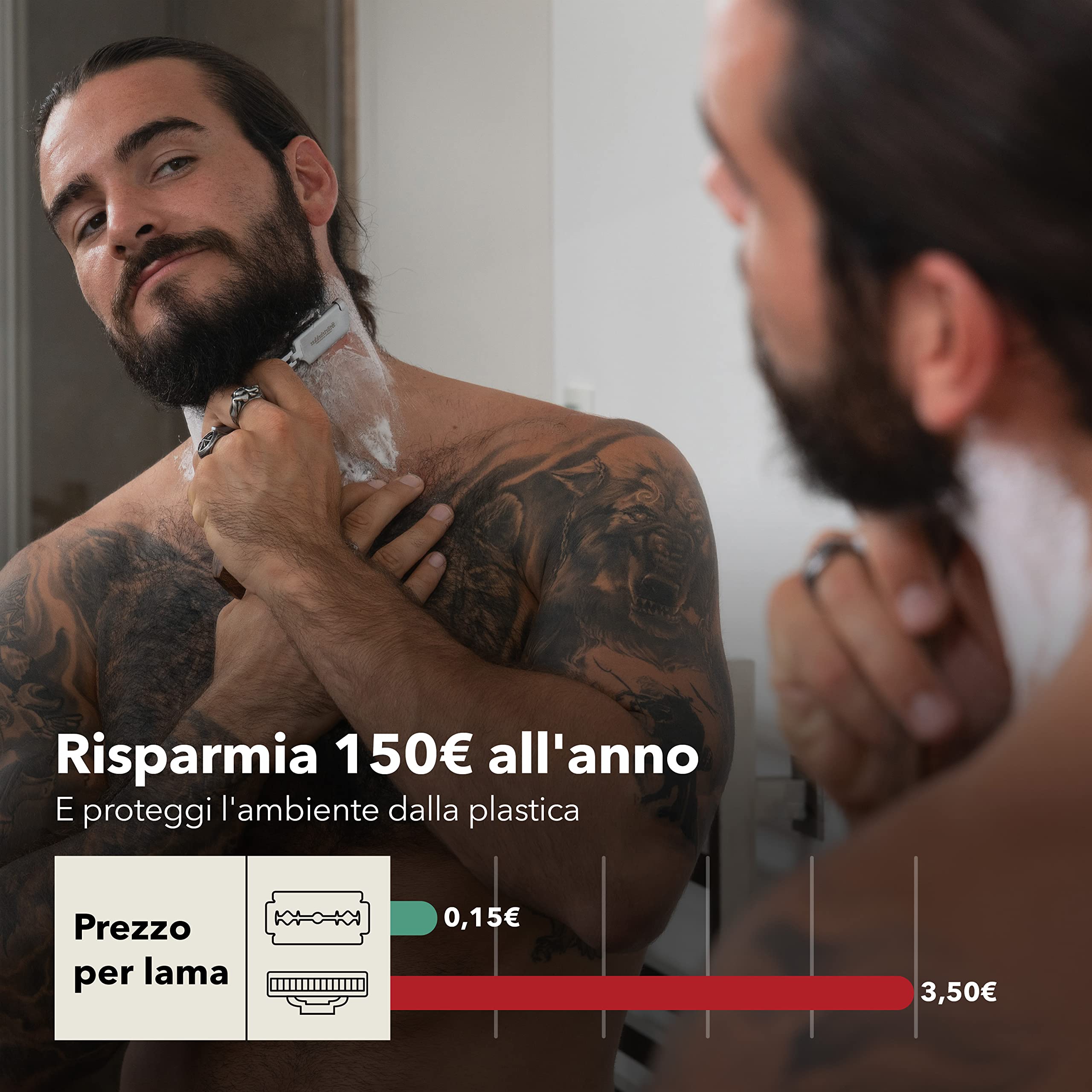 Störtebekker Rasoio con manico in legno, in custodia in pelle fatta a mano, con pennello & 10 lame - Set di coltelli da barba - rasoi a umido di qualità premium - rasoio a mano libera (Legno - Nero)