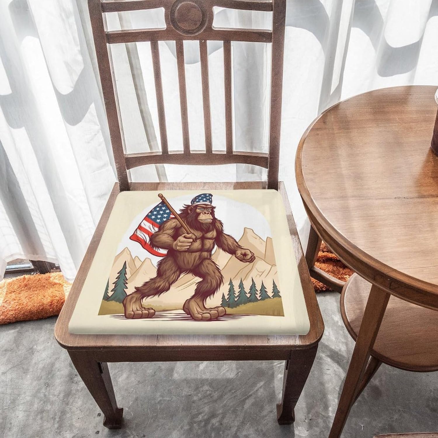 Bigfoot USA Flag Floor Pillow Meditation Yoga Cushion Square Chair Cushion Pillows Seating for Adults