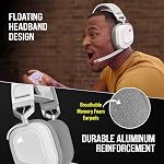 Corsair HS80 RGB Casque de jeu haut de gamme sans fil avec Dolby Atmos Audio (Low-Latency, Microphone Omni-Directional, 60ft Portée, jusqu'à 20 Durée de vie de la batterie, PS5/PS4 Compatibilité sans fil) Blanc