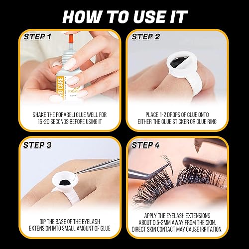 Miniatura 8 de Forabeli Pro Care - Pegamento para extensiones de pestañas, adhesivo profesional para pestañas, tiempo de secado rápido de 1-2 segundos, hasta 8