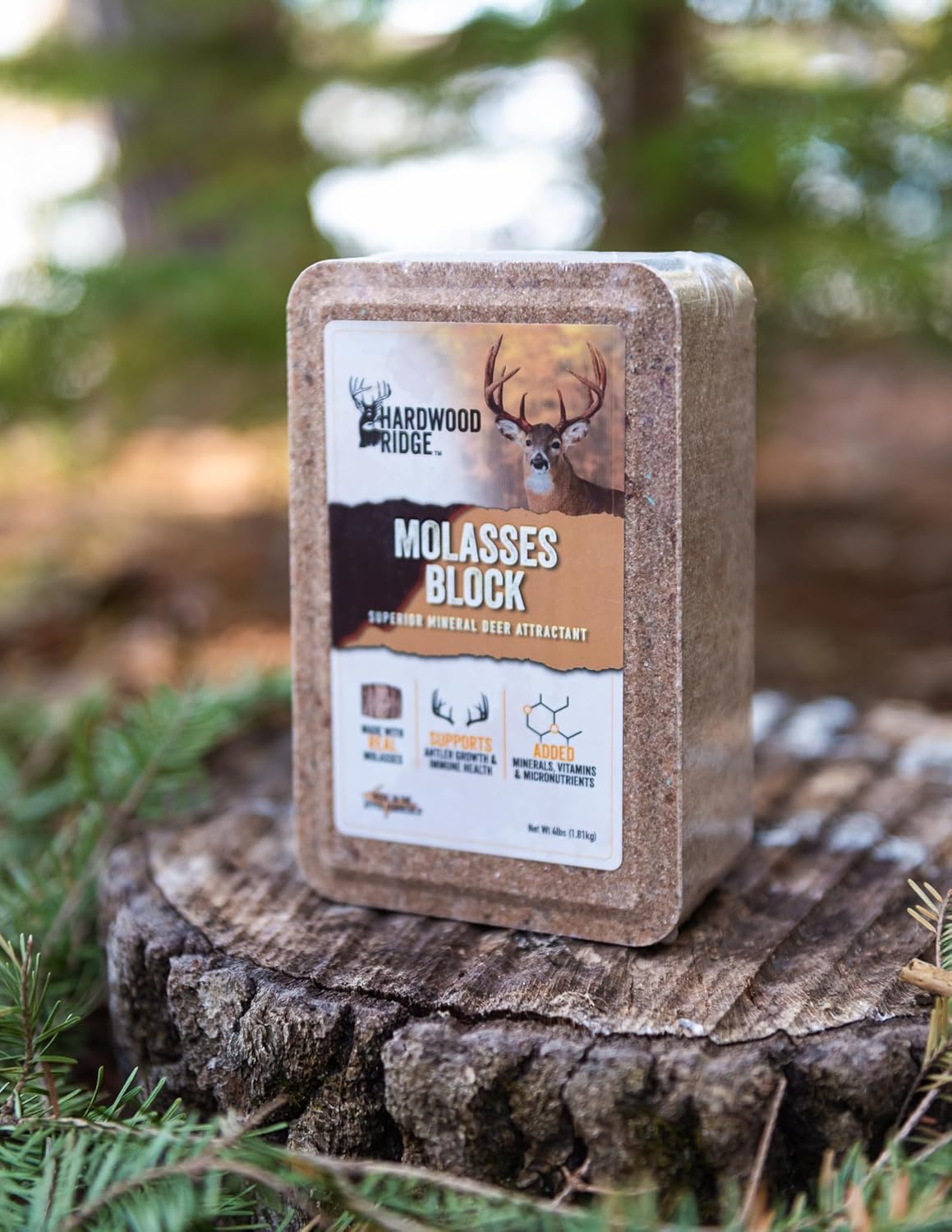Deer Salt Lick Block, Made with Real Molasses – Wildlife Long-Lasting Attractant – Natural Feed with Essential Minerals for Antler Growth & Herd Health – 4 lb 6 Pack