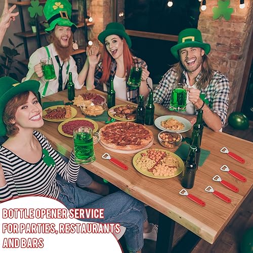 Miniatura 5 de 50 unidades de abrebotellas de cerveza roja, abrebotellas de metal a granel con mango de plástico, abrebotellas de sidra para cocina, bar, hogar y