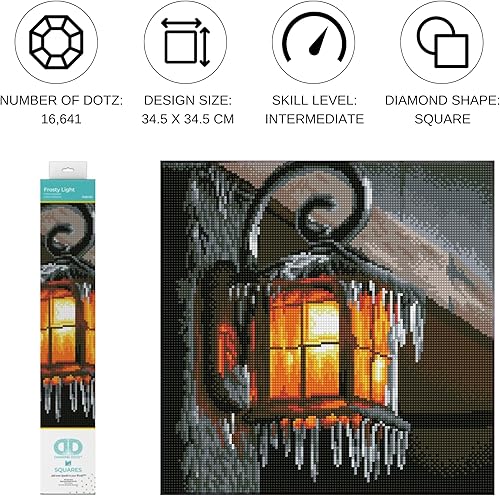 Miniatura 2 de DIAMOND DOTZ Kit de pintura de diamante cuadrado con luz helada, taladro completo, 13.6 x 13.6 pulgadas
