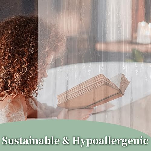 Vista 246 de Barossa Design - Forro de cortina de PEVA para ducha, calidad prémium, sin olor químico, no contiene PVC ni BPA, ligero, tamaño estándar, con 3 Gris