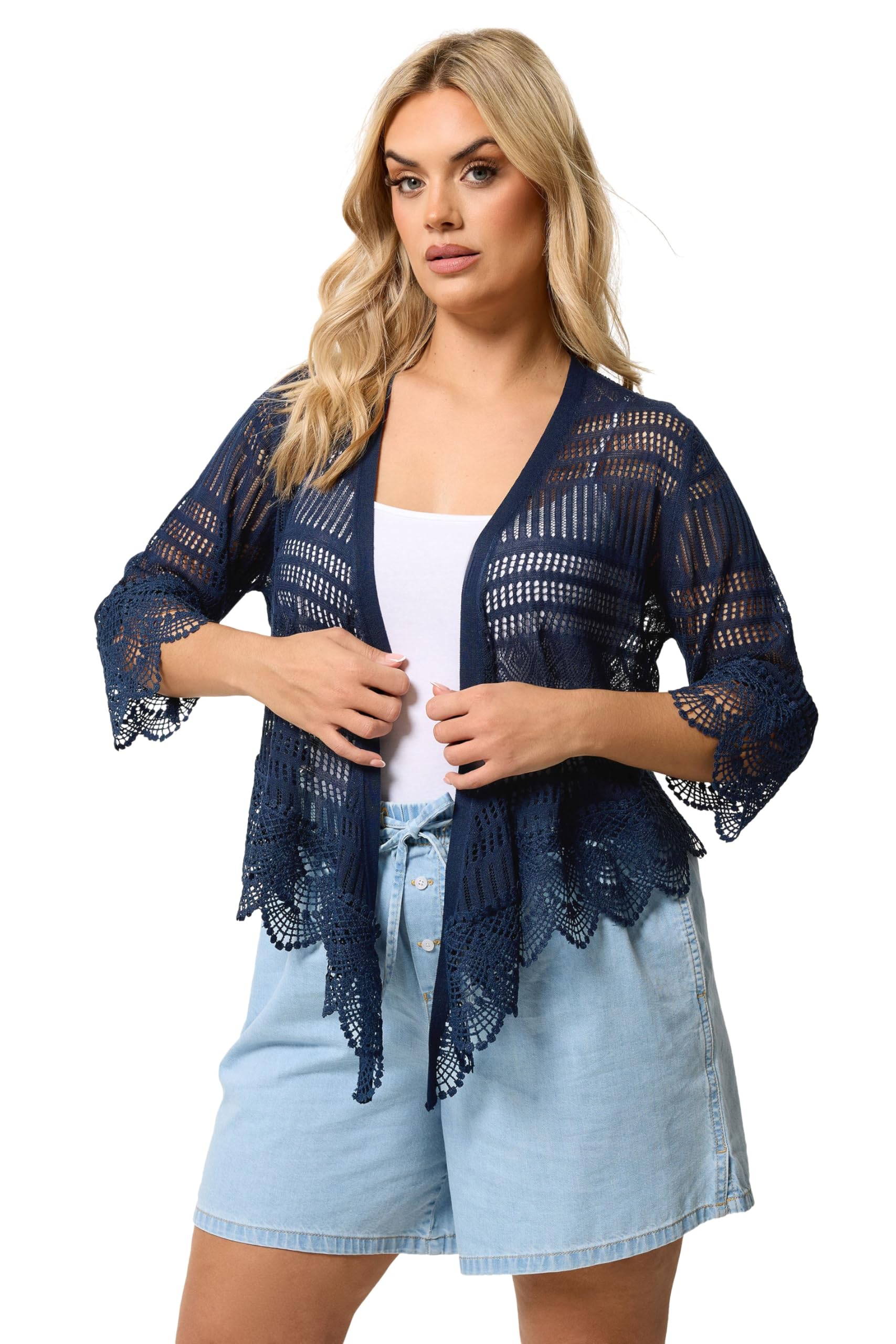 Yours Curve Blue Waterfall Cardigan - Women's - Plus Size Curve
