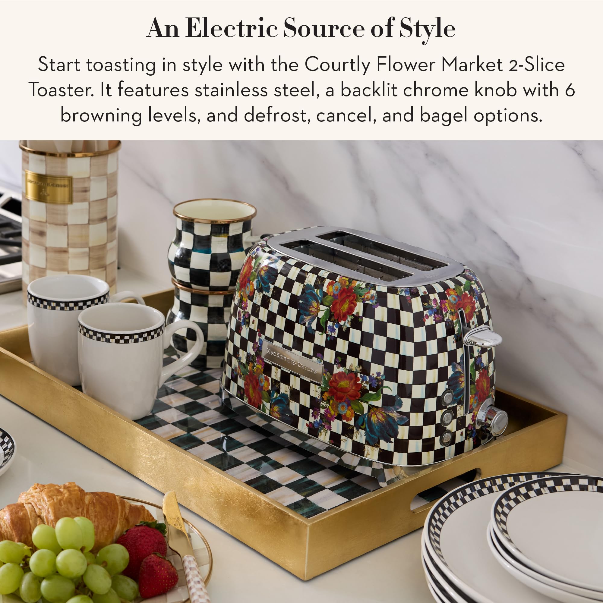 Amazon.com: MACKENZIE-CHILDS 2-Slice Toaster, Courtly Flower